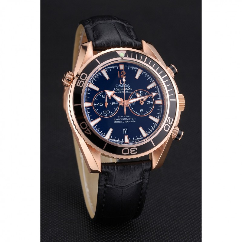 Omega Seamaster 622391 - Quartz Battery - Japanese Miyota - 18k Rose-Gold Plated Case - Black
