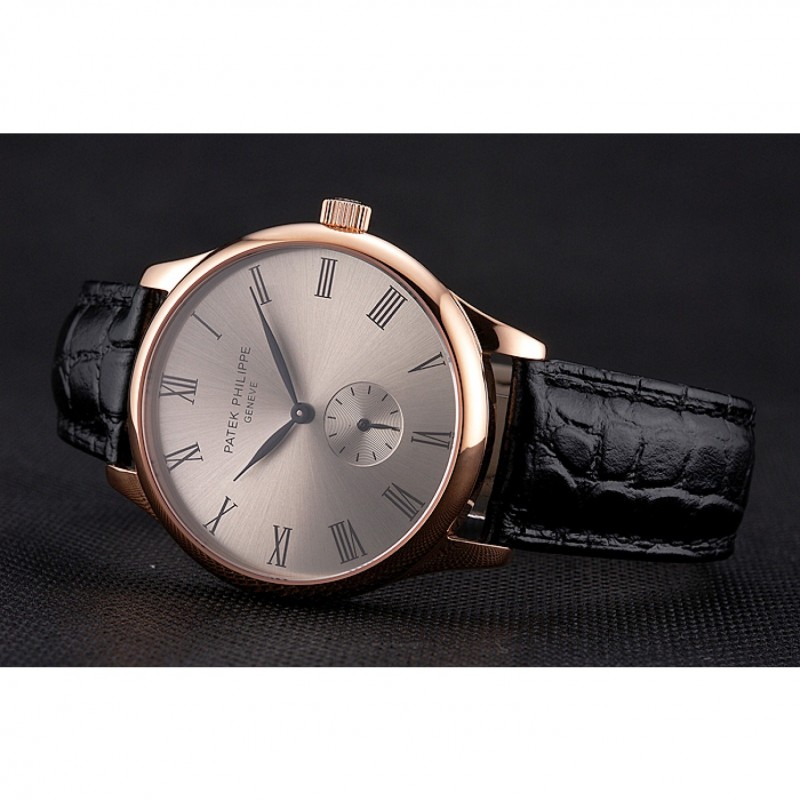 Patek Philippe Calatrava - Quartz - 18k Rose-Gold Plated - Black Dial - Replica Watch