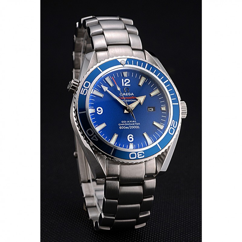 Omega Seamaster 622537 Replica Watch, Automatic Kinetic, Blue Ceramic Bezel, Brushed Steel Case &