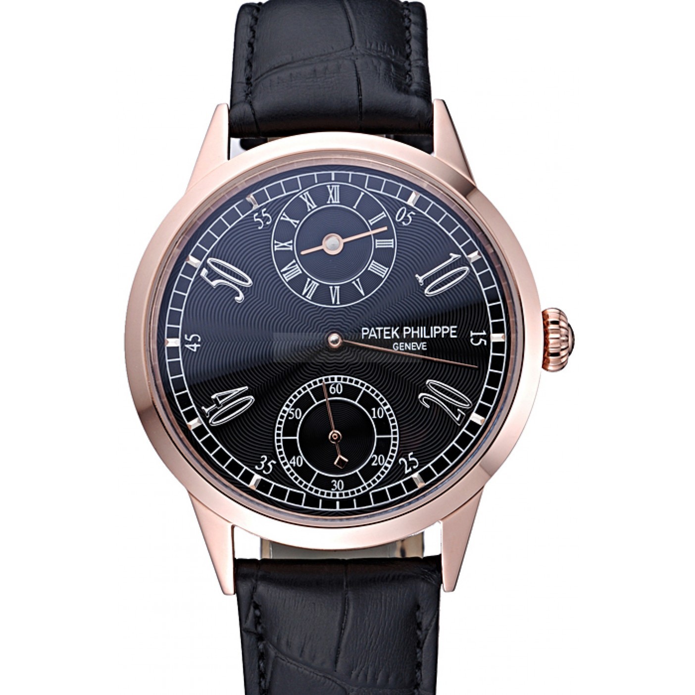 Patek Philippe Geneve Two 622146 - Automatic - Black Dial - 18k Rose-Gold Plated - Replica Watch