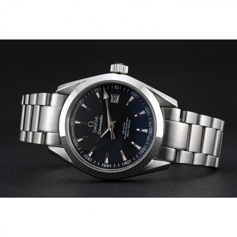 Omega Seamaster 622165 Replica Watch, Automatic Kinetic, Black Dial, Brushed Steel Case