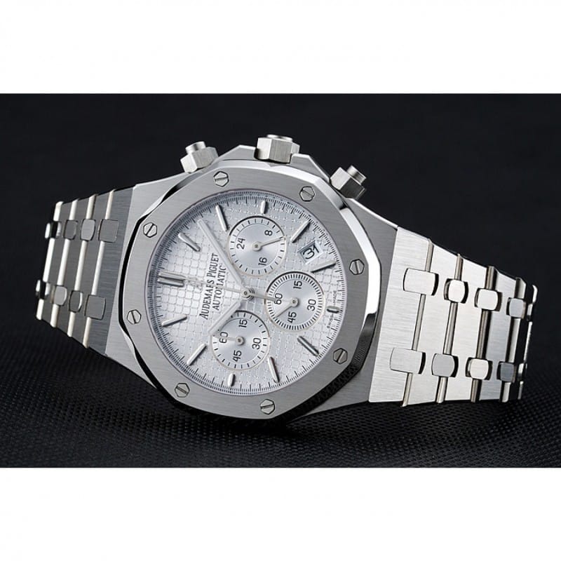 Audemars Piguet RO Chrono Replica Watch 1454024, Quartz, White Dial, SS Case, Butterfly Clasp