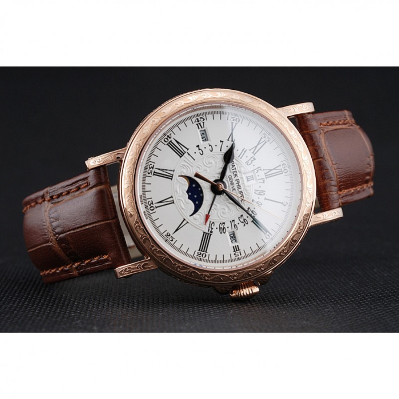 Patek Philippe Replica Watch, Quartz Movement, 18k Rose-Gold Plated, 1454148, Paisley Engraved Case