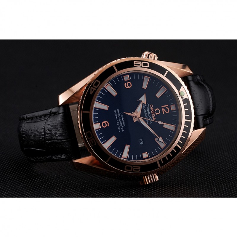 Omega Seamaster 622389 Replica Watch, Black Dial, 18k Rose-Gold Plated Case