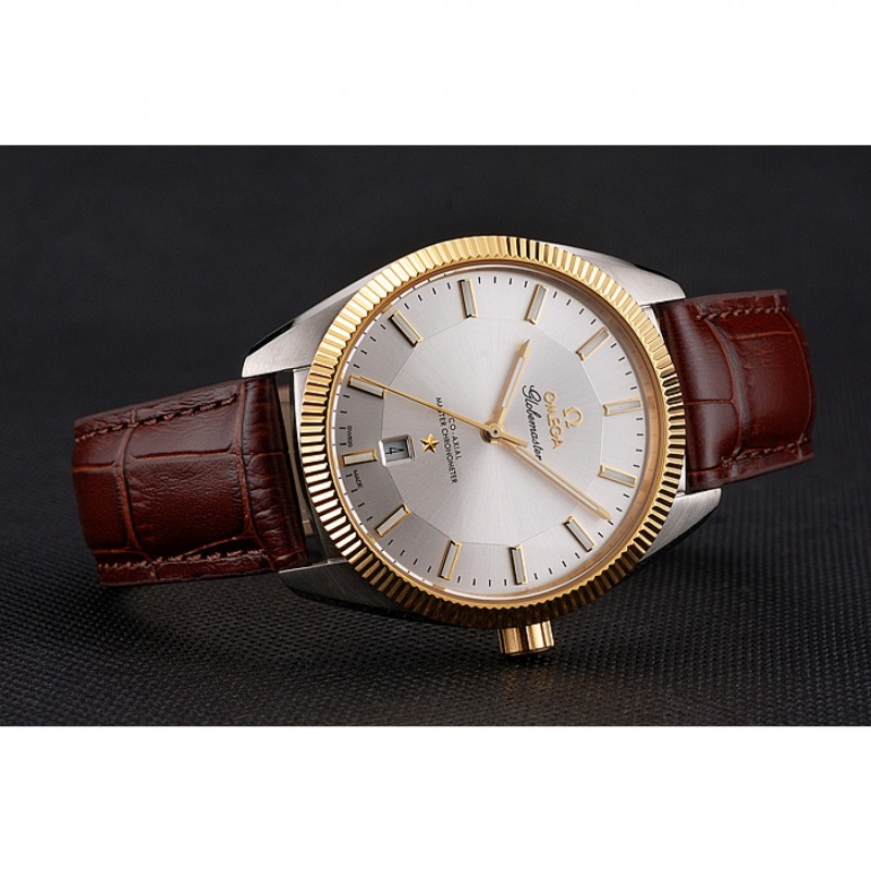 Omega Globemaster Constellation Automatic Watch, 48x40mm, 18k Yellow Gold Bezel, Brown Leather