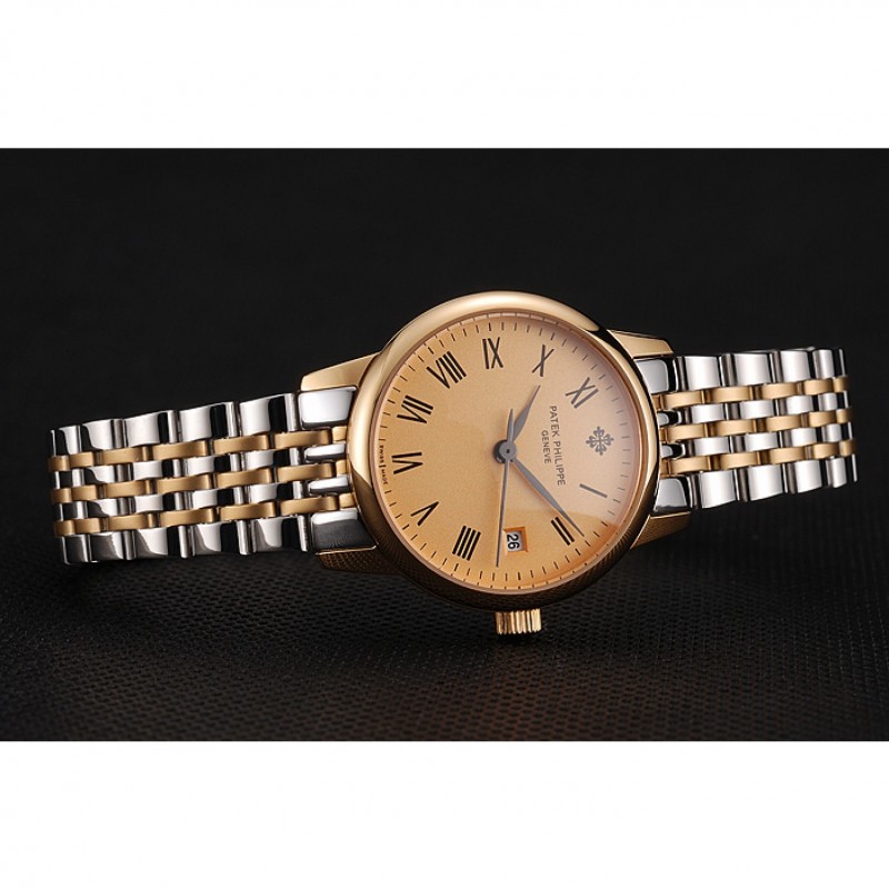 Patek Philippe Calatrava 1453826 Women's Replica Watch, Quartz Movement, Gold Dial, Sapphire