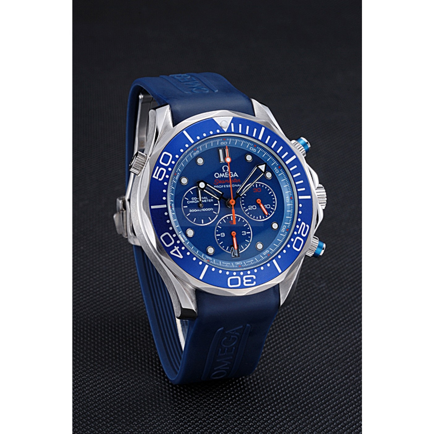 -OMEGA-SEAMASTER-622045 - Quartz Replica Watch - Blue Ceramic Bezel - Blue Rubber Strap