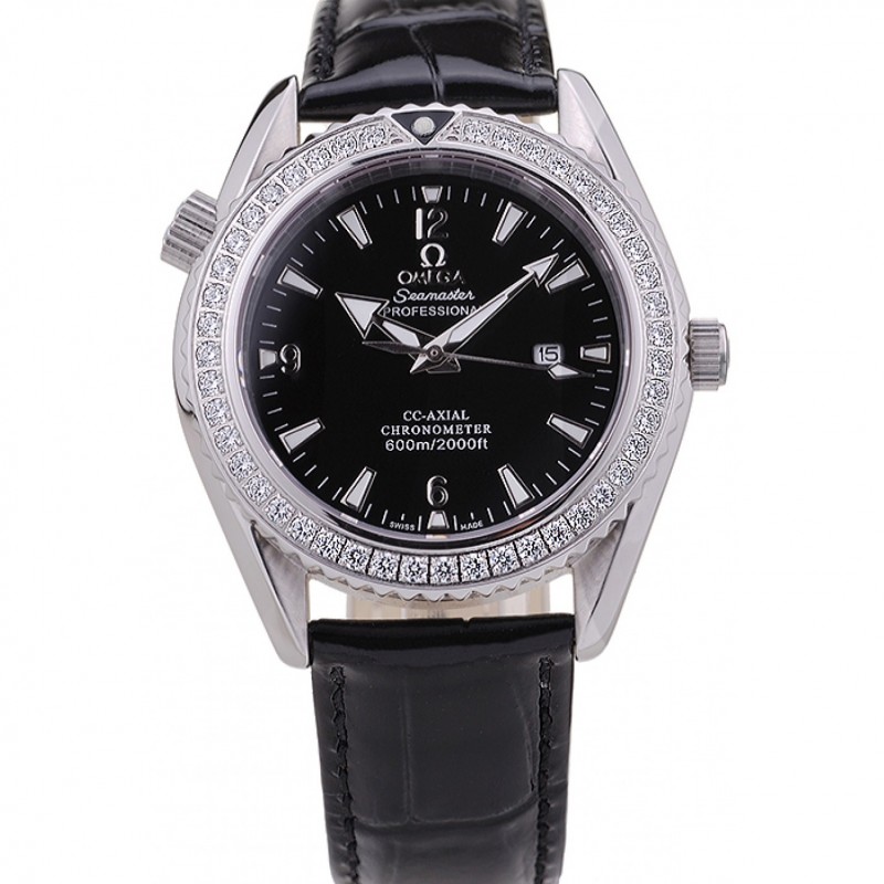 Omega Seamaster OM162 Replica Watch, Black Dial, Stainless Steel Case, Japanese Quartz Movement
