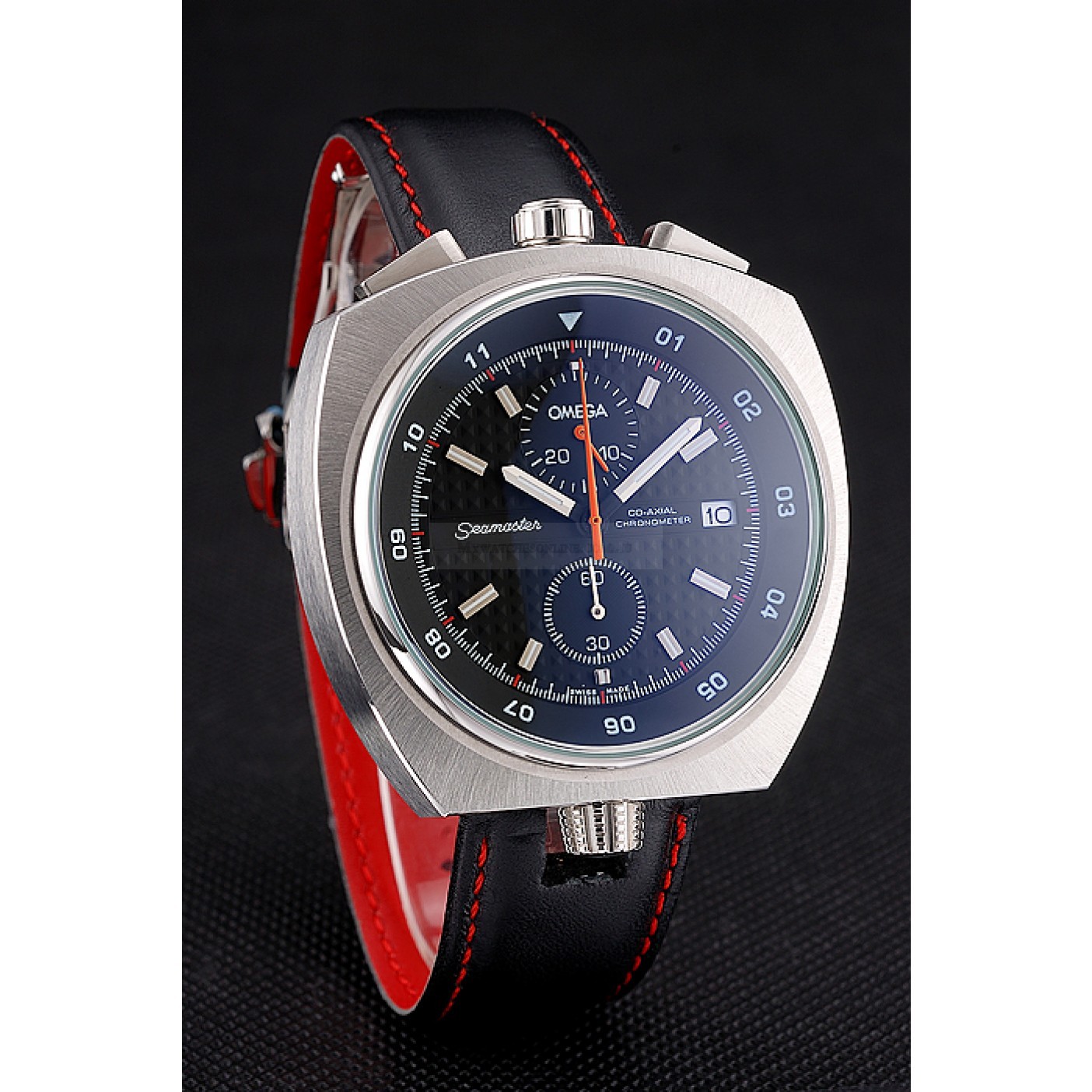 Omega Seamaster Replica Watch, 622826, Quartz, Black Dial, Stainless Steel Case, Chronograph, Black