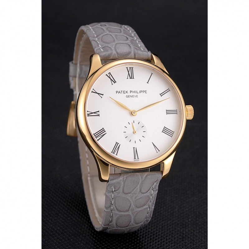 Patek Philippe Calatrava Replica, Quartz Movement, 18k Yellow Gold Plated, Grey Dial, 45x39mm Watch