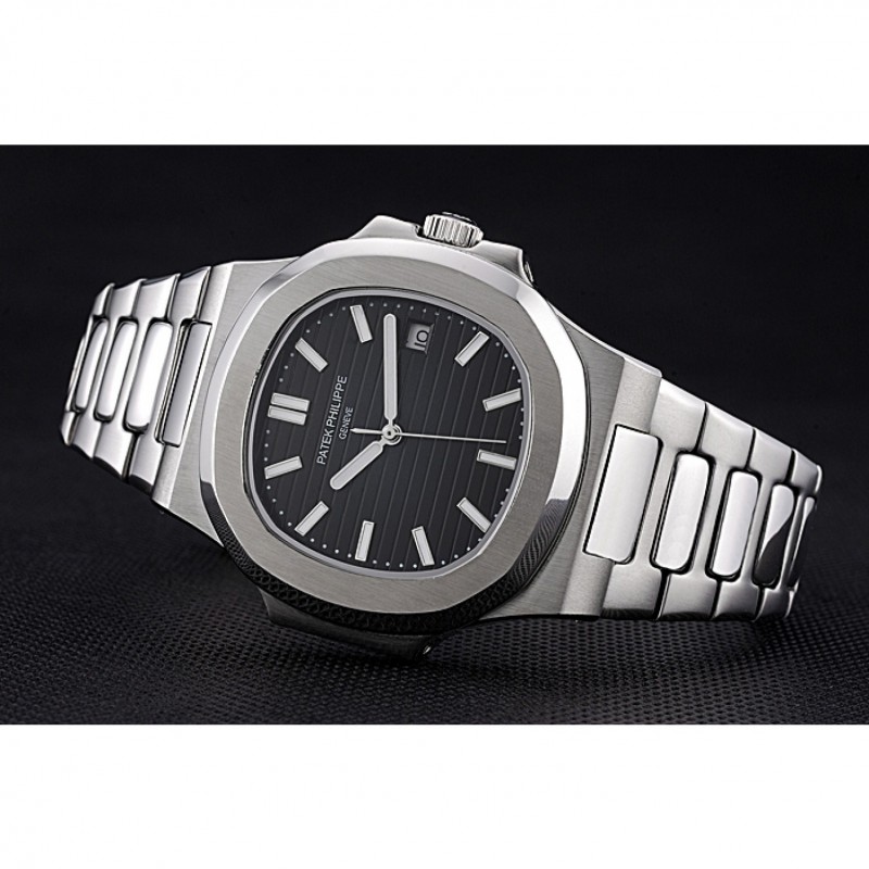 Patek Philippe Nautilus 622719 Replica Watch Automatic Japanese Movement Brushed Steel Case Black