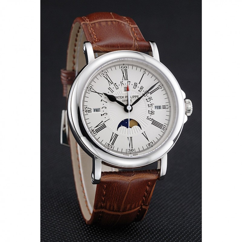 Patek Philippe Perpetual Calendar 1454149 Replica Watch, Japanese Quartz, White Dial, Stainless