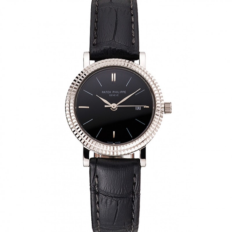 Patek Philippe Calatrava Quartz Battery - Women's Watch - Black Dial - 33 x 28 mm - Replica Watch