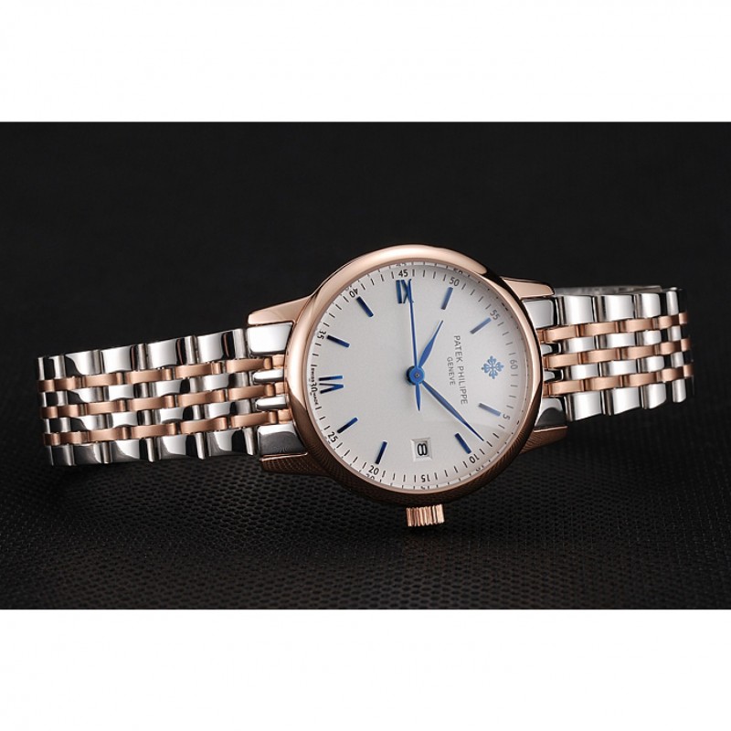 Patek Philippe Calatrava Quartz - Women's - White Dial - Stainless Steel - Butterfly Clasp