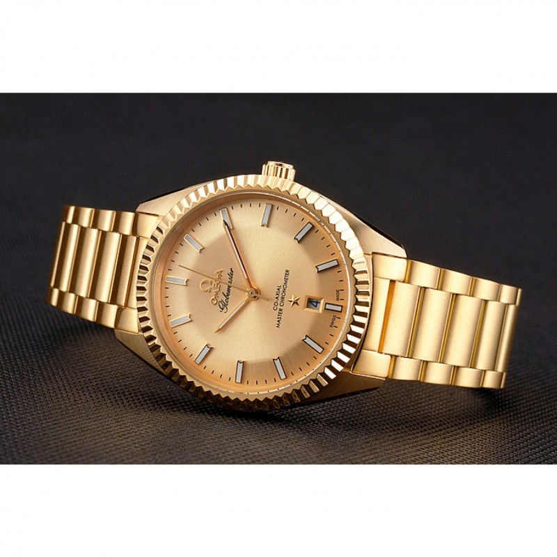Omega Globemaster 47x39MM 18k YG Plated Automatic Stainless Steel Link Bracelet Replica Watch