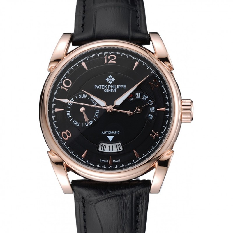 Patek Philippe 1454235 Kinetic Auto Silver Dial 18k Rose-Gold Plated Case Replica Watch