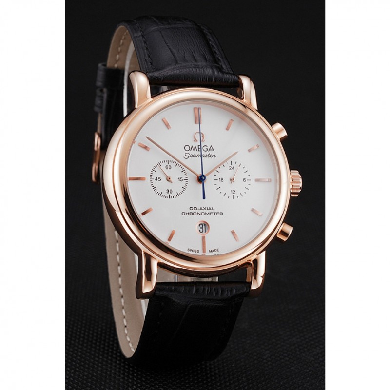 - Omega Seamaster Quartz Replica Watch - White Dial - 18k Rose-Gold - Model 15202ST.OO.1240ST.01