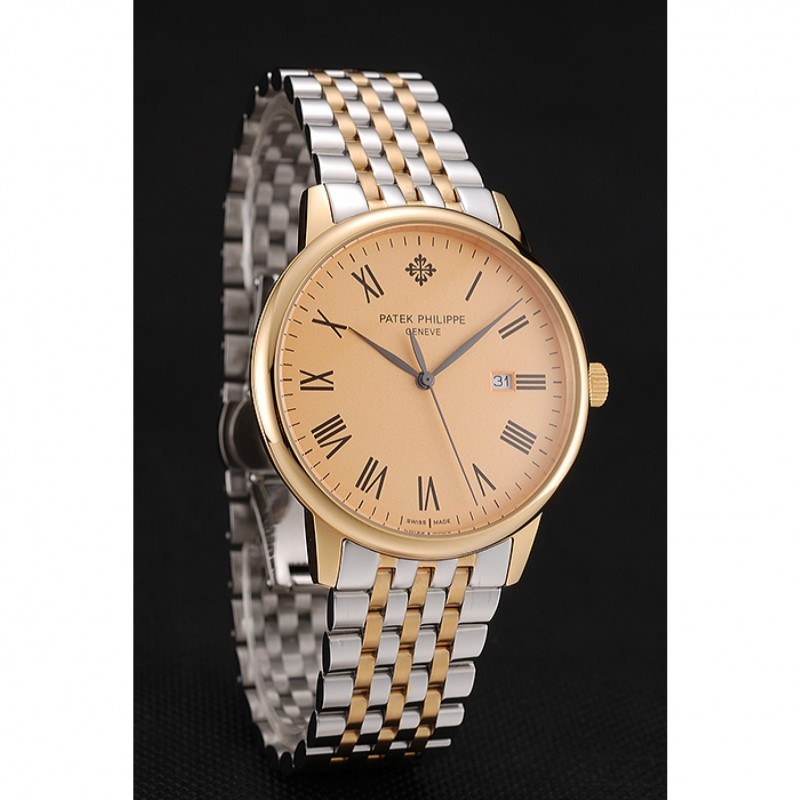 Patek Philippe Calatrava Replica Watch Quartz Battery Men's Gold Dial Stainless Steel Case