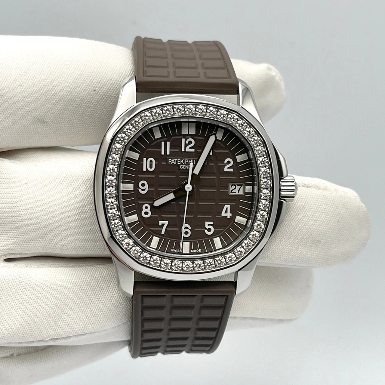 Aquanaut 5067A SS PPF 1:1 Best Edition Brown Textured Dial on Brown Rubber RONDA Quartz