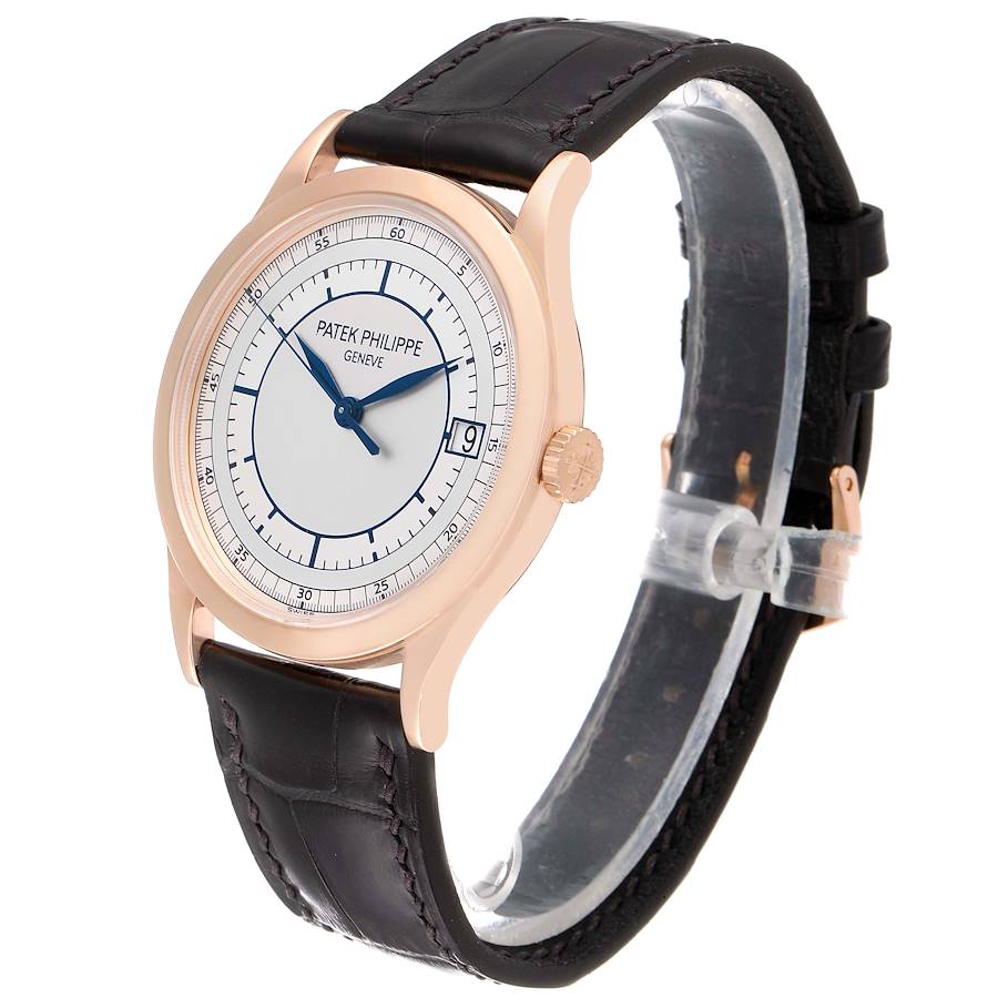 Calatrava 5296G RG ZF 1:1 Best Edition White Dial Blue Hands on Blue Leather Strap 324CS