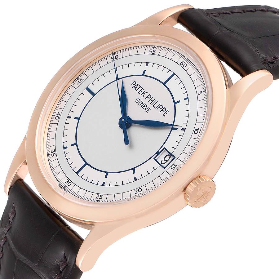 Calatrava 5296G RG ZF 1:1 Best Edition White Dial Blue Hands on Blue Leather Strap 324CS