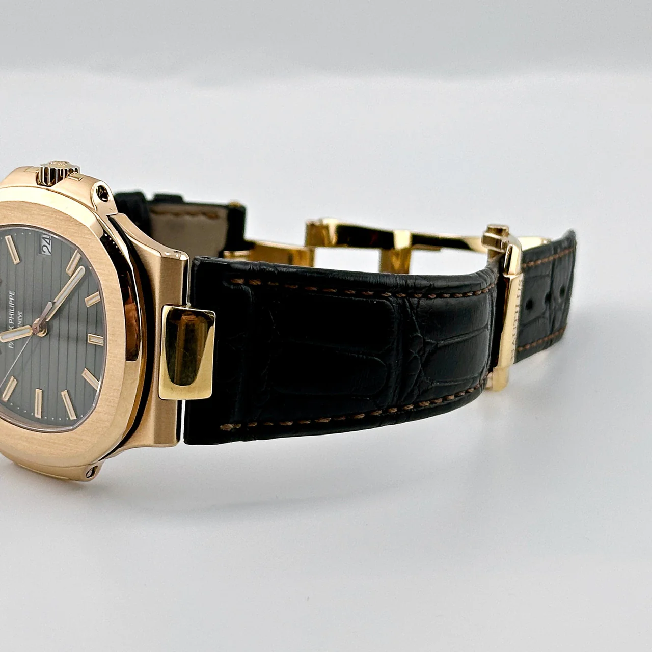 Nautilus 5711/1R RG 3KF 1:1 Best Edition Brown Textured Dial on Brown Leather Strap A324 Super Clone V2