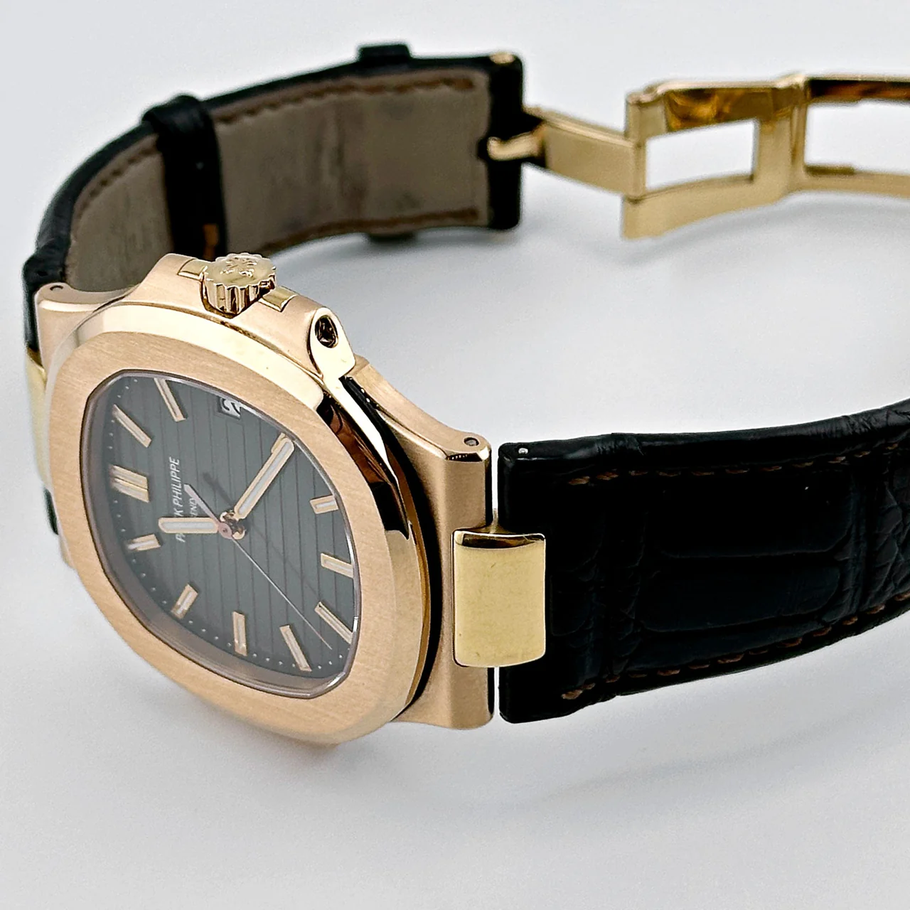 Nautilus 5711/1R RG 3KF 1:1 Best Edition Brown Textured Dial on Brown Leather Strap A324 Super Clone V2