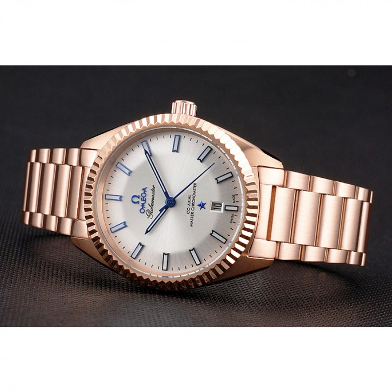 Omega Globemaster Constellation Quartz Battery Men's Watch Replica, 18k Rose-Gold Plated Case