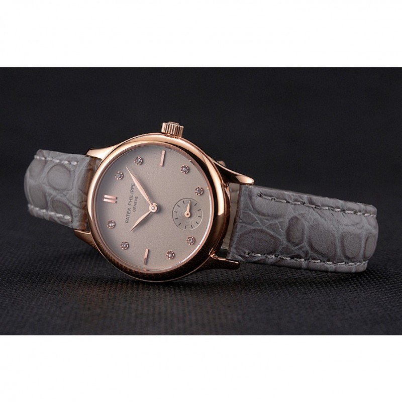 Patek Philippe Calatrava Replica, Quartz, 18k Rose-Gold Plated, Silver Dial, Model