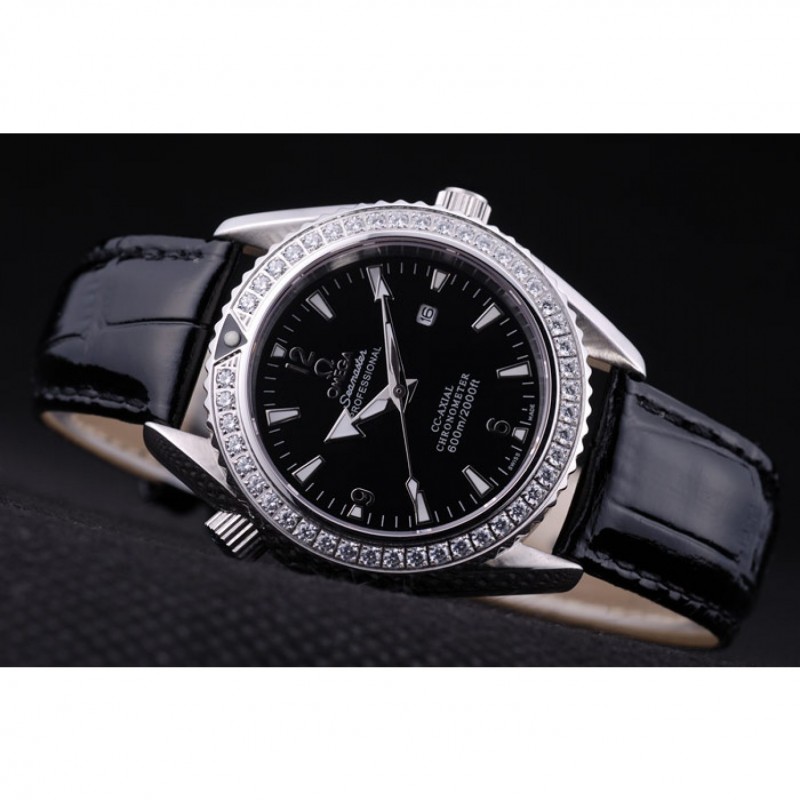 Omega Seamaster OM162 Replica Watch, Black Dial, Stainless Steel Case, Japanese Quartz Movement
