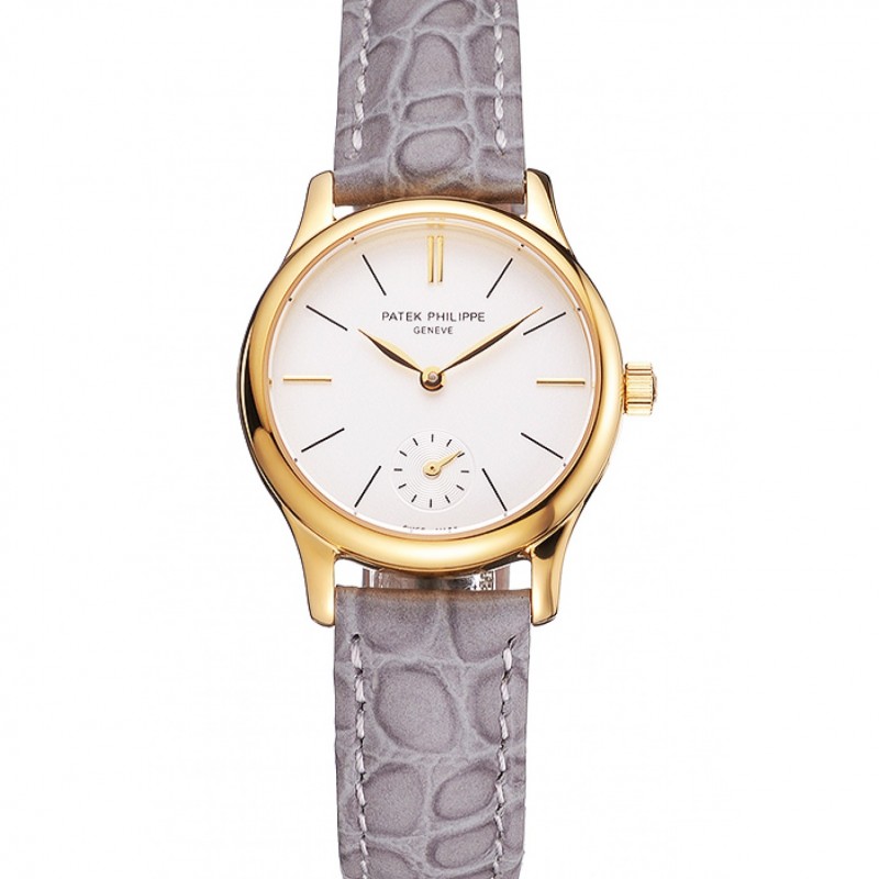 Patek Philippe Calatrava Replica Watch, Quartz, 18K Yellow Gold Plated, White Dial, Sapphire