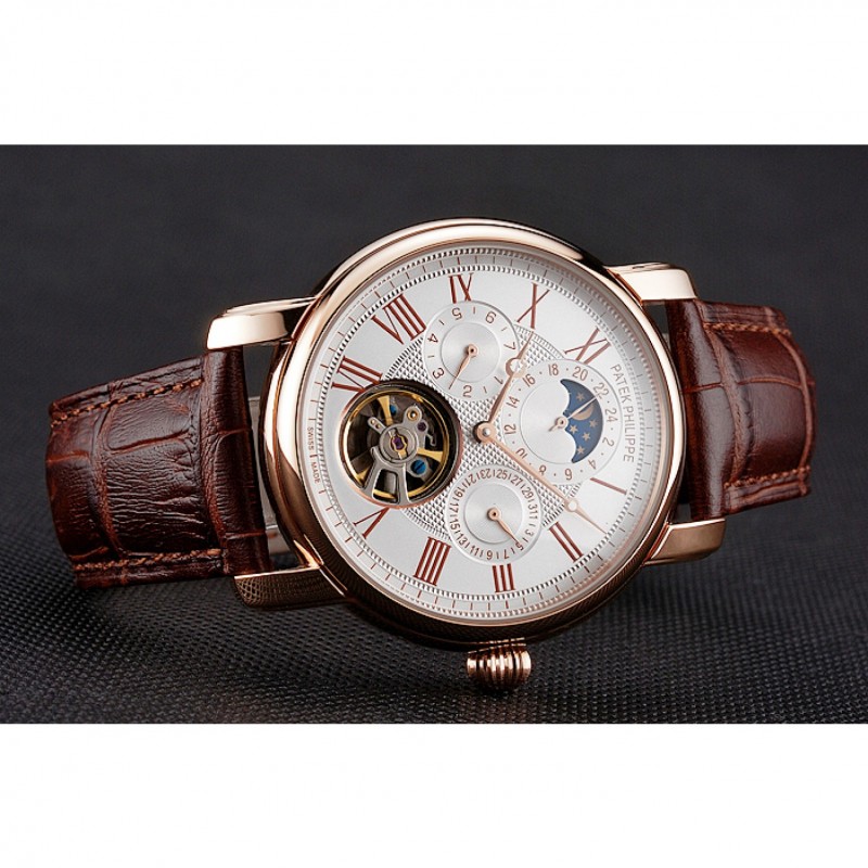 Patek Philippe Grand Complications Moonphase, Automatic, 18k Rose-Gold Plated, White Dial, Replica