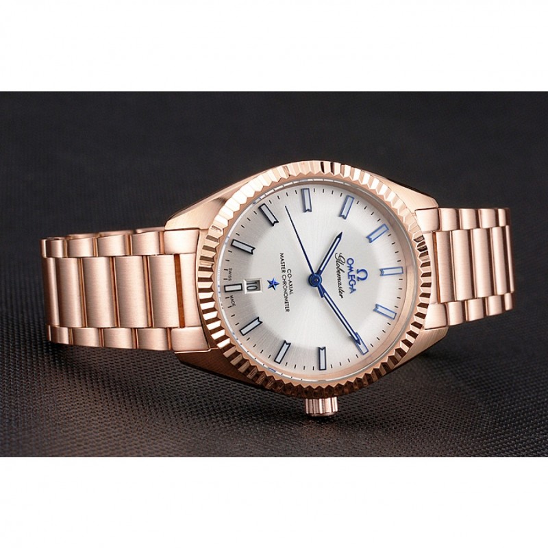 Omega Globemaster Constellation Quartz Battery Men's Watch Replica, 18k Rose-Gold Plated Case