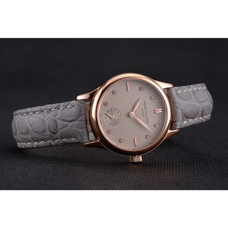 Patek Philippe Calatrava Replica, Quartz, 18k Rose-Gold Plated, Silver Dial, Model