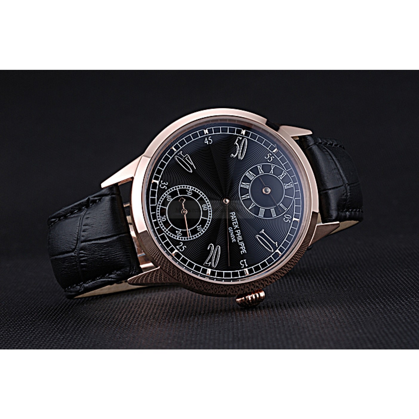 Patek Philippe Geneve Two 622146 - Automatic - Black Dial - 18k Rose-Gold Plated - Replica Watch