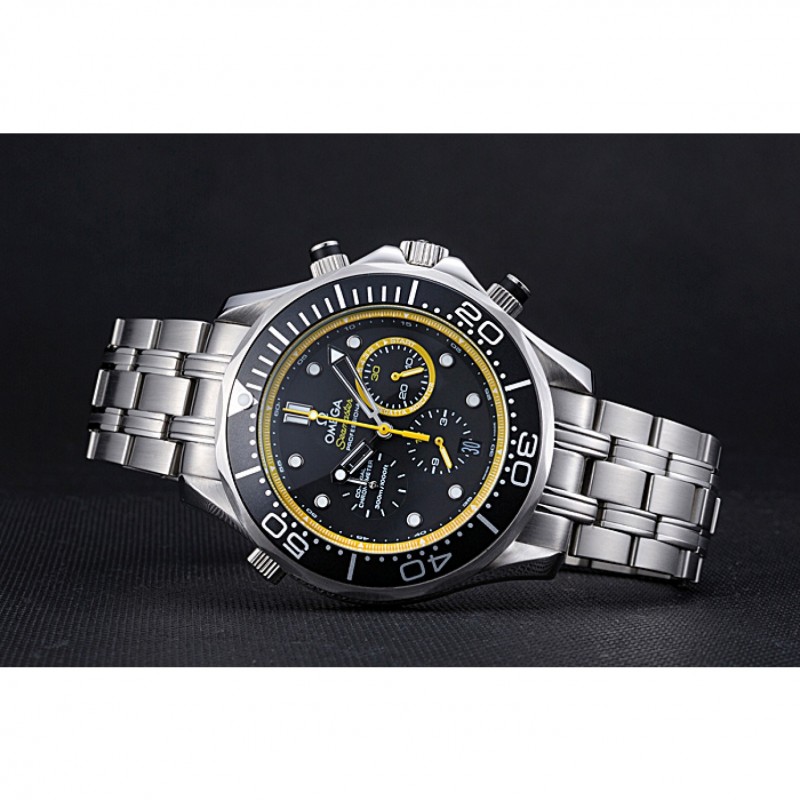 Omega Seamaster 622060 Replica Watch, Quartz, Black Dial, Stainless Steel Case & Bezel