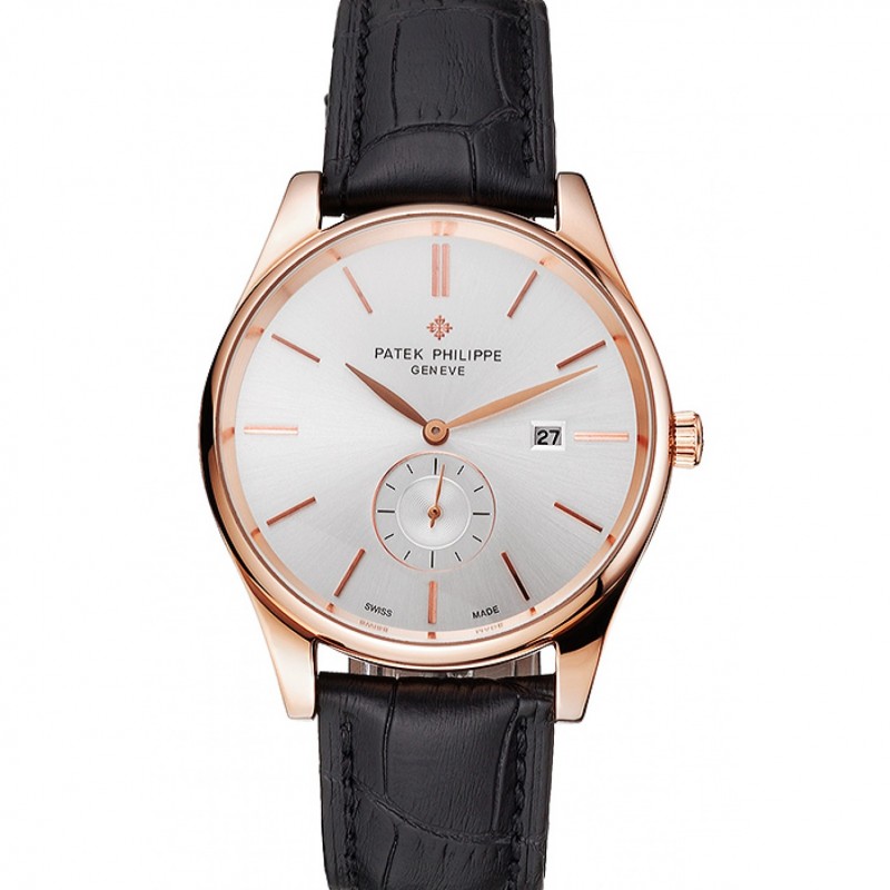 Patek Philippe Calatrava Quartz - 18k Rose-Gold Plated - White Dial - Men's Replica Watch
