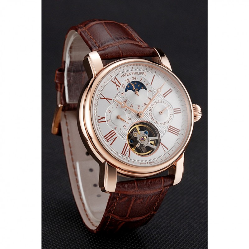 Patek Philippe Grand Complications Moonphase, Automatic, 18k Rose-Gold Plated, White Dial, Replica