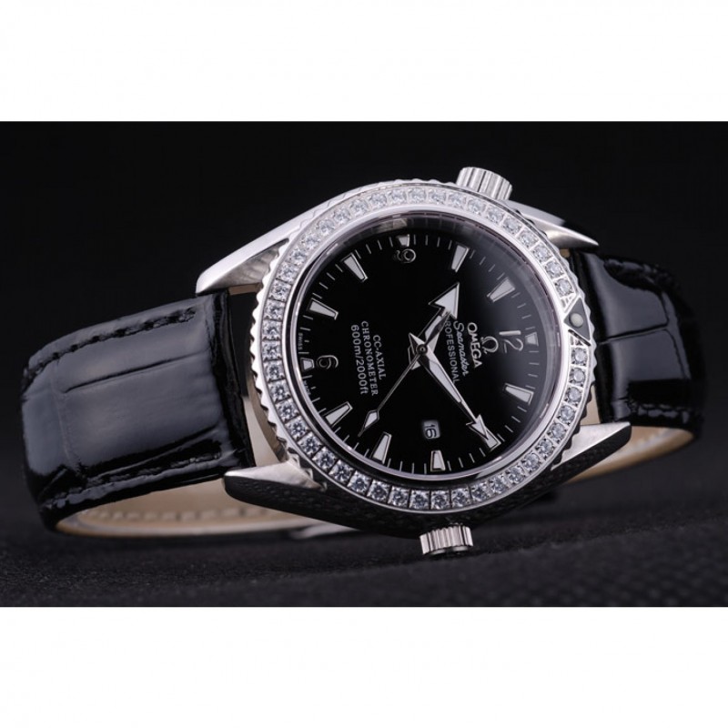 Omega Seamaster OM162 Replica Watch, Black Dial, Stainless Steel Case, Japanese Quartz Movement