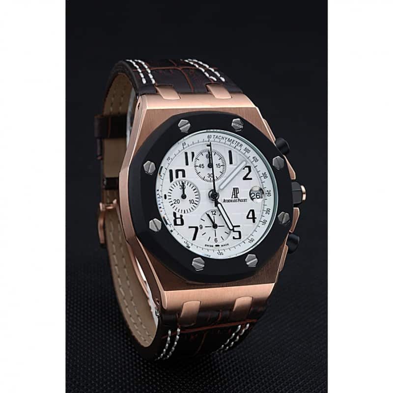 Audemars Piguet Royal Oak Offshore 3268 Quartz Chronograph, Rose-gold Plated Case, Brown Dial