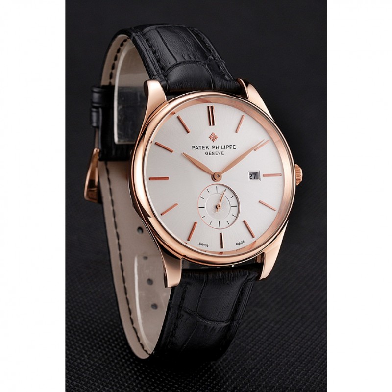 Patek Philippe Calatrava Quartz - 18k Rose-Gold Plated - White Dial - Men's Replica Watch