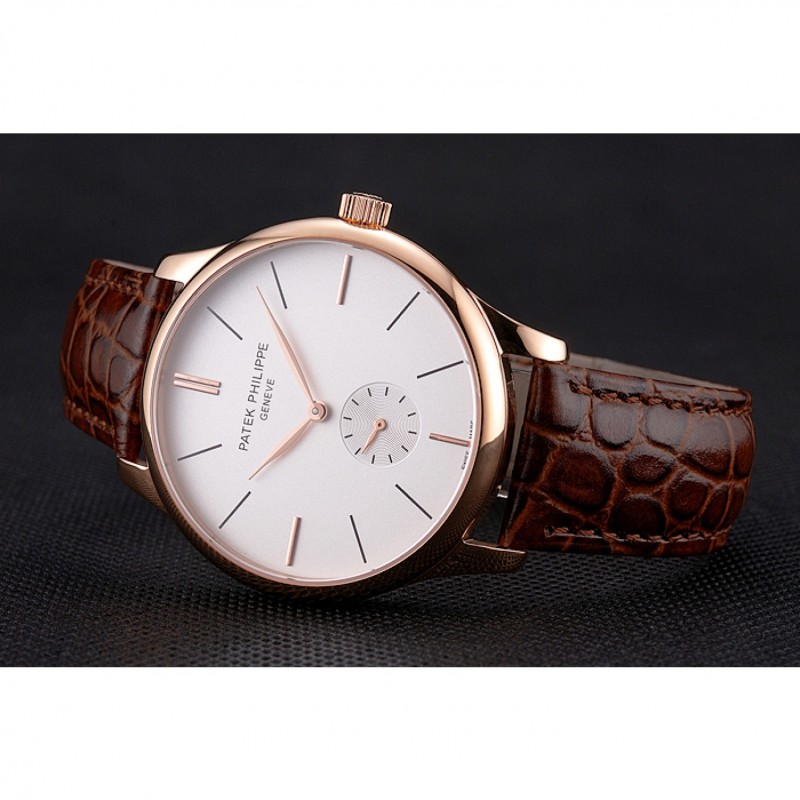 Patek Philippe Calatrava 05090055 Replica Watch, Automatic, White Dial, 18k Rose-Gold Plated Case &