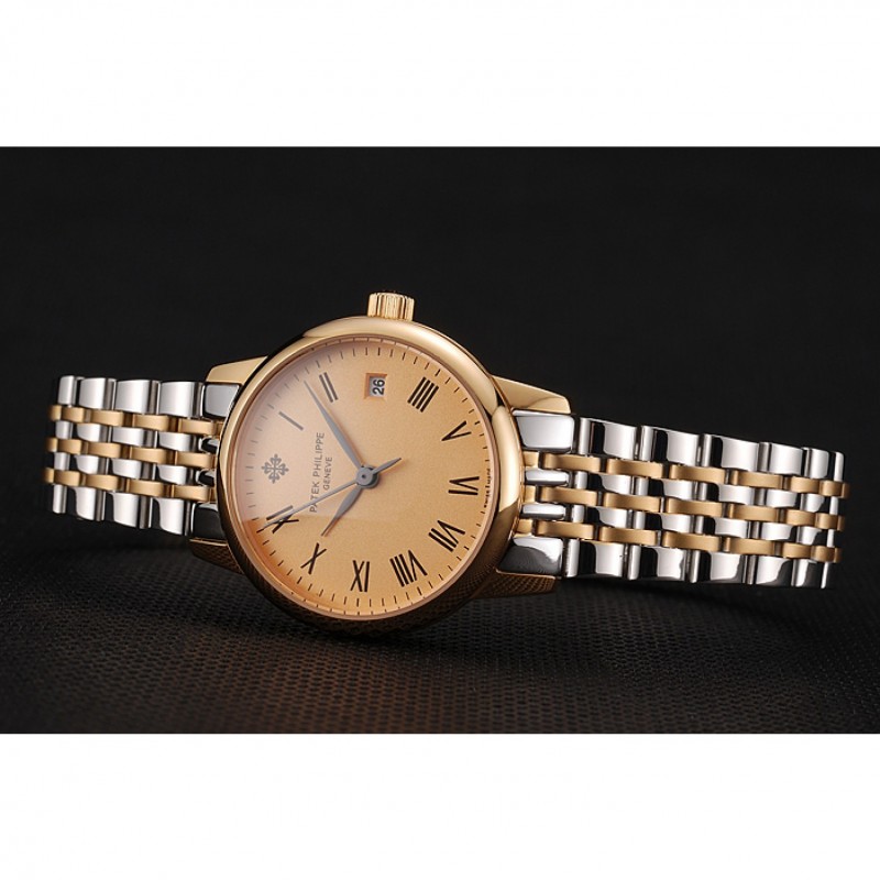 Patek Philippe Calatrava 1453826 Women's Replica Watch, Quartz Movement, Gold Dial, Sapphire