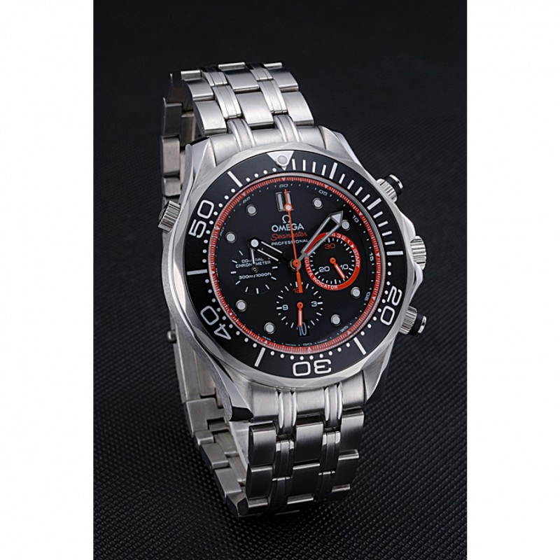 Omega Seamaster 622058 Replica Watch, Quartz Movement, Brushed Steel Case, Black Ceramic Bezel