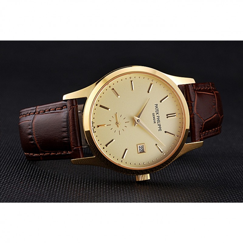 Patek Philippe Calatrava Replica Watch, Automatic Movement, 18k Yellow Gold Plated, Sapphire