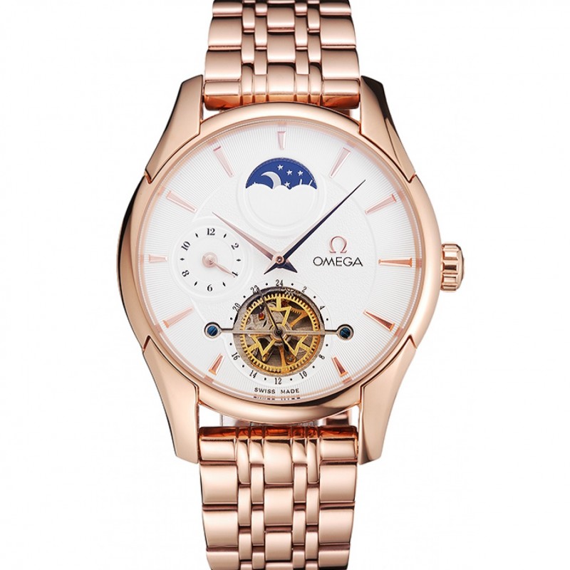 Omega De Ville Deville Replica Watch, Automatic Kinetic, 18k Rose-Gold Case, Sapphire Crystal