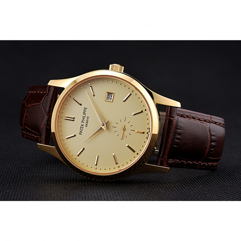 Patek Philippe Calatrava Replica Watch, Automatic Movement, 18k Yellow Gold Plated, Sapphire