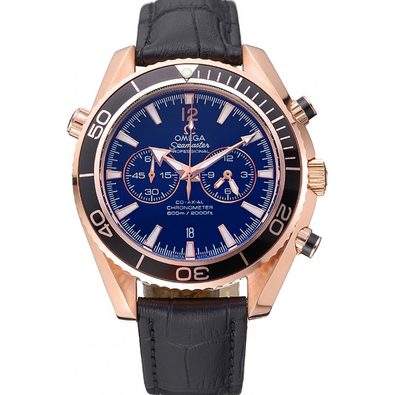 Omega Seamaster 622391 - Quartz Battery - Japanese Miyota - 18k Rose-Gold Plated Case - Black