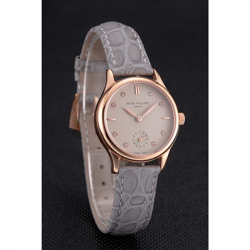 Patek Philippe Calatrava Replica, Quartz, 18k Rose-Gold Plated, Silver Dial, Model