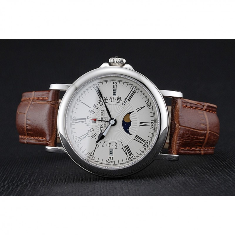 Patek Philippe Perpetual Calendar 1454149 Replica Watch, Japanese Quartz, White Dial, Stainless